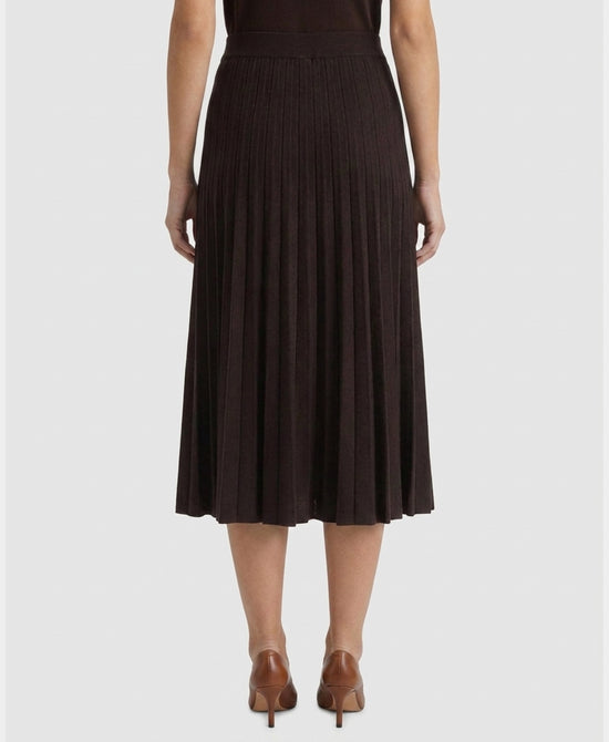
Pleated Knit Midi Skirt in BROWN view 2