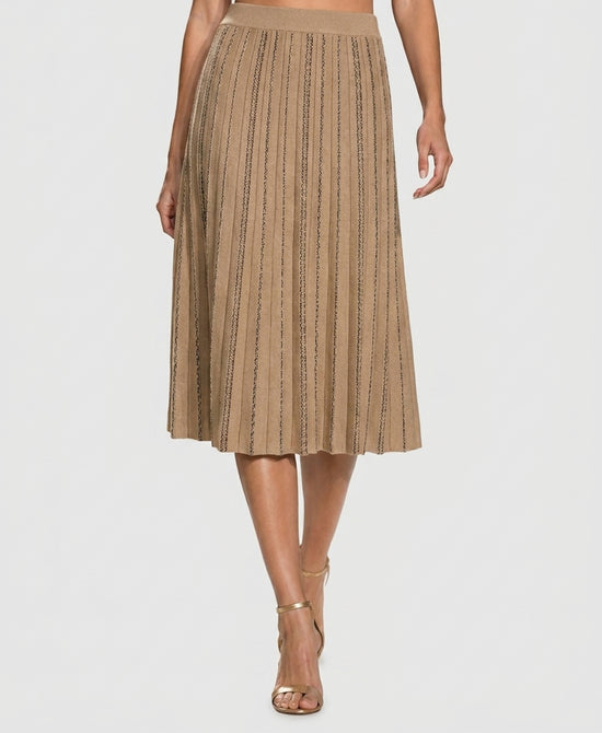 
Two Tone Knit Midi Skirt in CAMEL/BLACK view 1