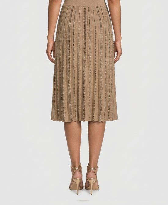 
Two Tone Knit Midi Skirt in CAMEL/BLACK view 2