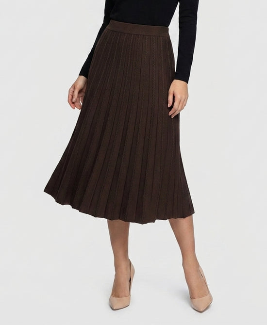 
Two Tone Knit Midi Skirt in BROWN/BLACK view 1