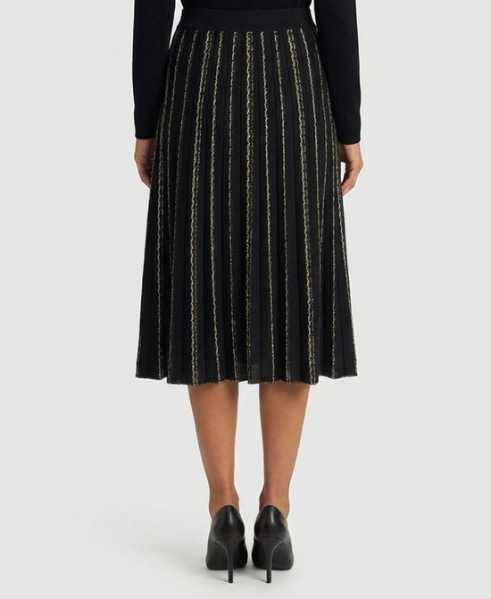 
Two Tone Knit Midi Skirt in BLACK/BEIGE view 2