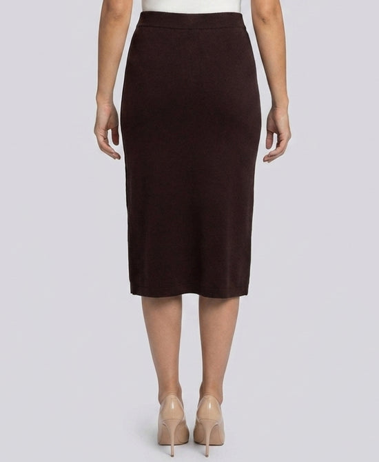 
Knit Midi Skirt w/ Button Detail in BROWN view 2