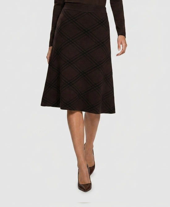 
Plaid Knit Midi Skirt in BROWN/BLACK view 1