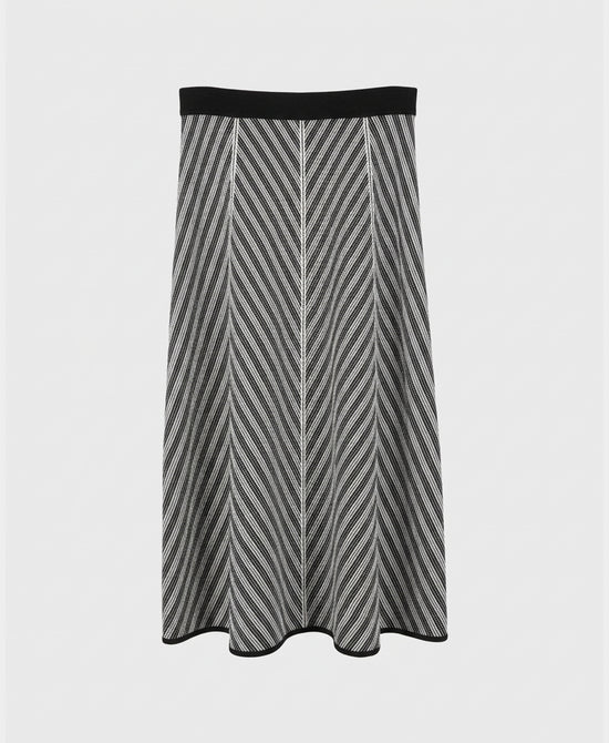 
Two Tone Knit Midi Skirt in BLACK/WHITE view 2