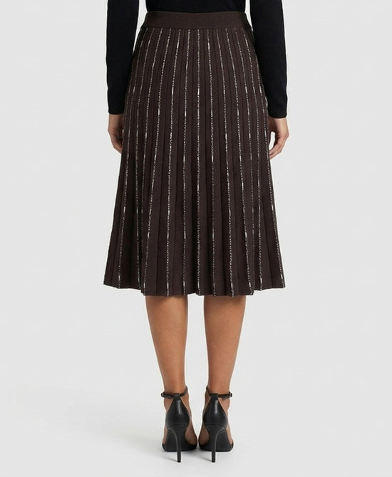 
Two Tone Knit Midi Skirt in BROWN/IVORY view 2