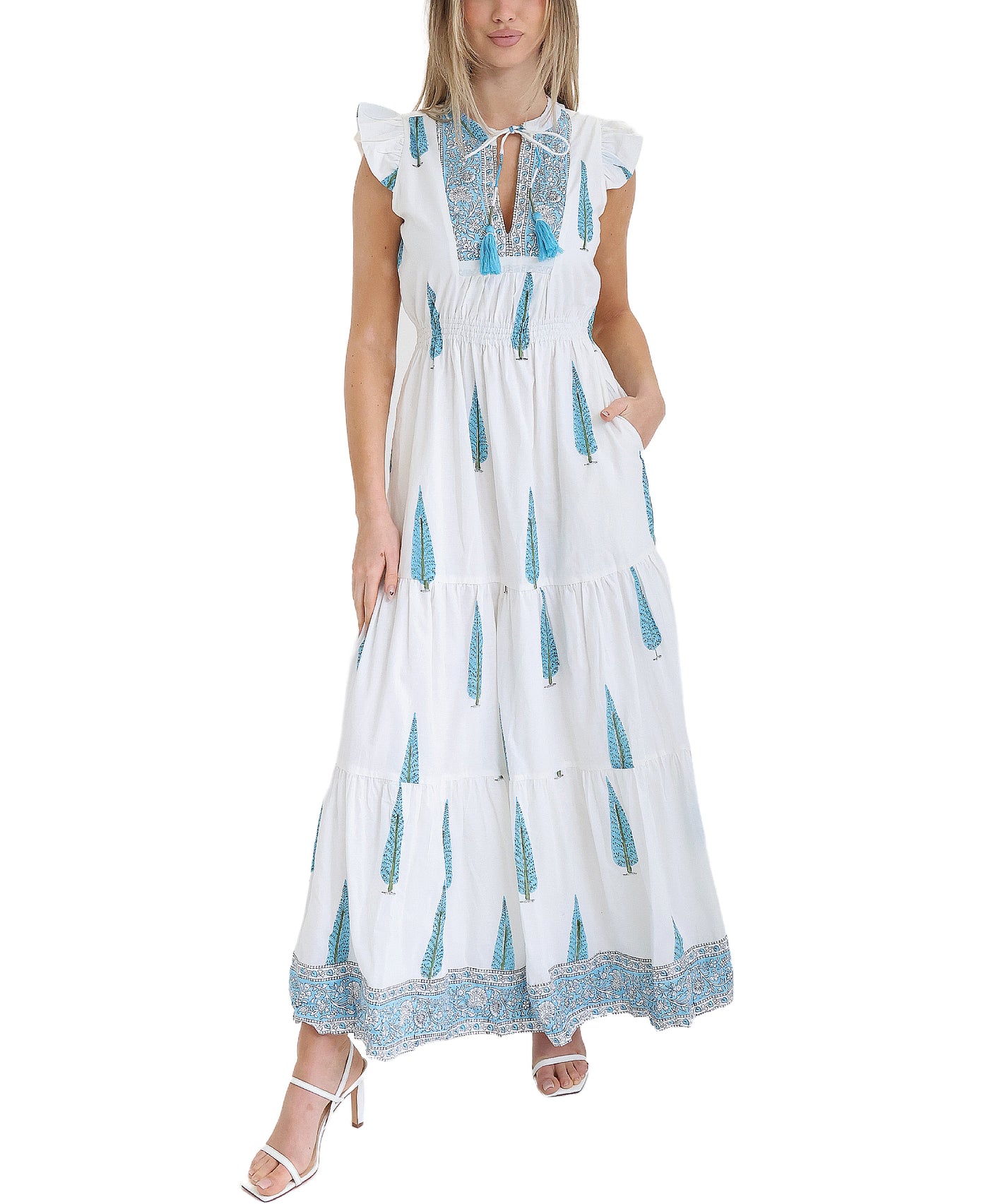 Printed Maxi Dress w/ Tassels view 1