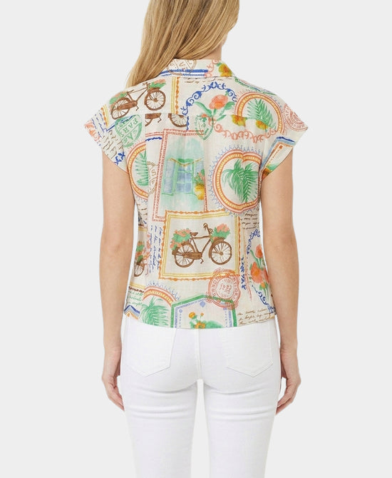 
Postcard Print Blouse in WHITE MULTI view 2