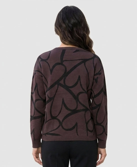 
Heart Print Sweater in BROWN view 2