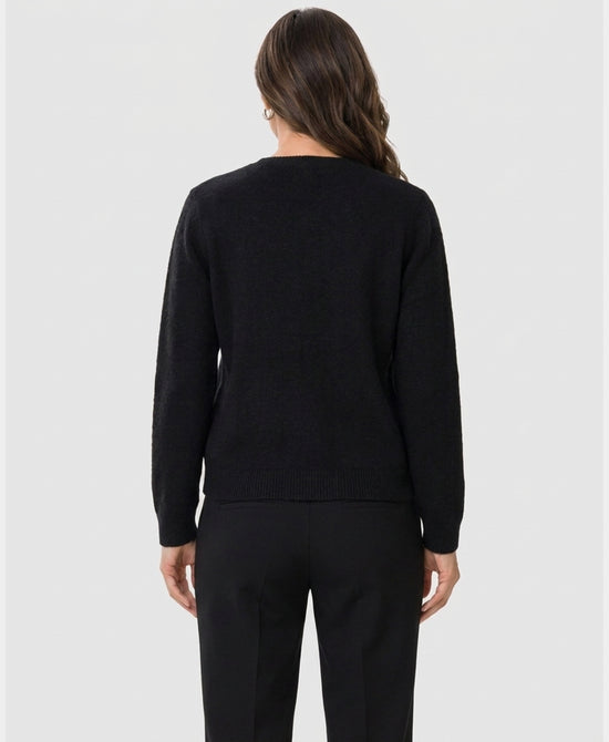 
Knit Cardigan w/ Contrast Stitching in BLACK view 2