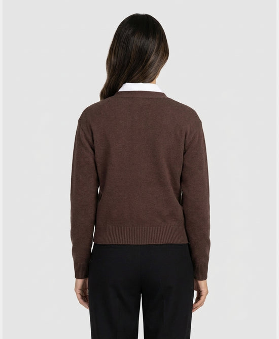 
Sweater w/ Shirt Underlay in BROWN view 2
