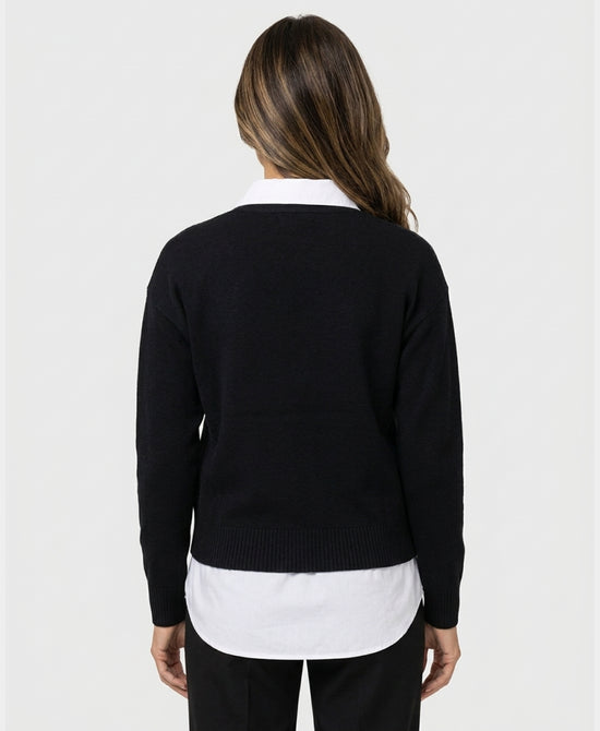 
Sweater w/ Shirt Underlay in BLACK view 2