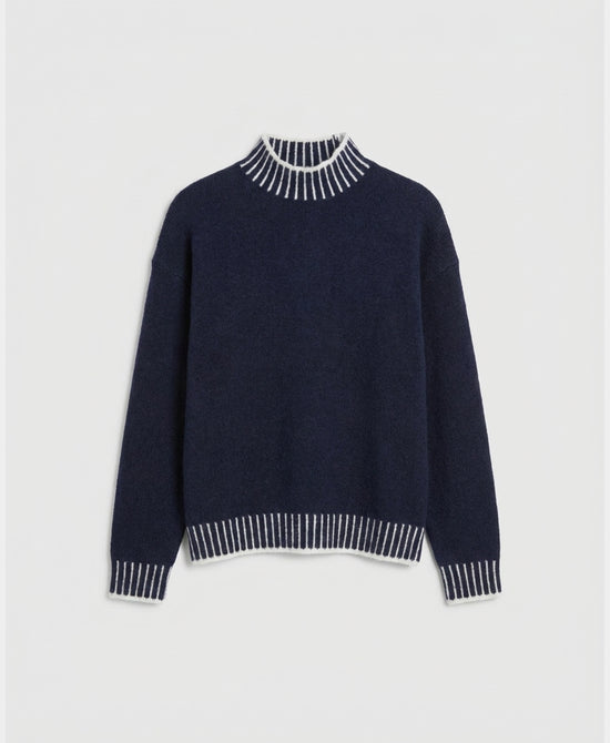 
Sweater w/ Contrast Trim in NAVY/IVORY view 2