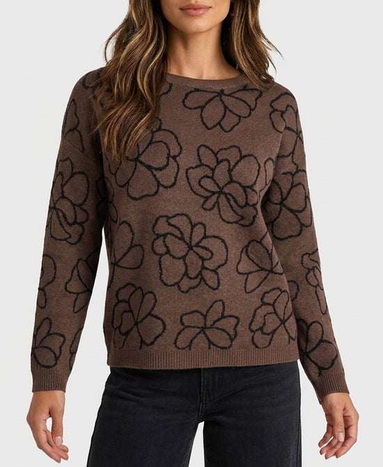 
Flower Print Sweater in BROWN view 1