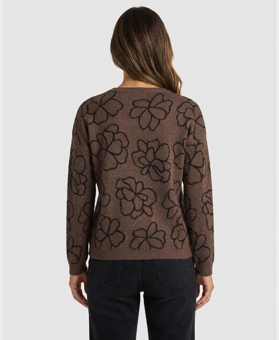 
Flower Print Sweater in BROWN view 2