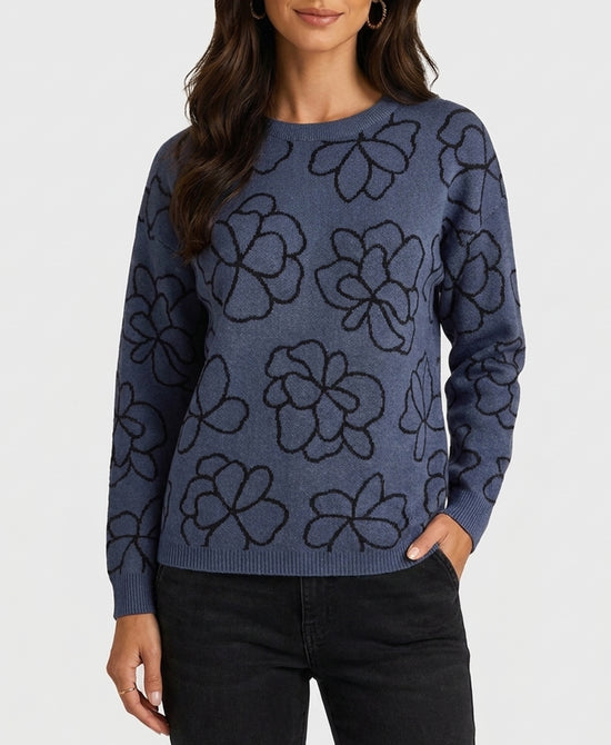 
Flower Print Sweater in BLUE view 1