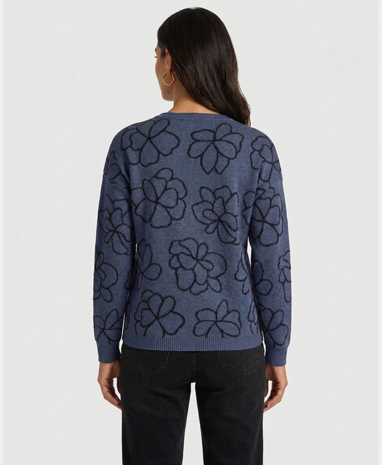 
Flower Print Sweater in BLUE view 2