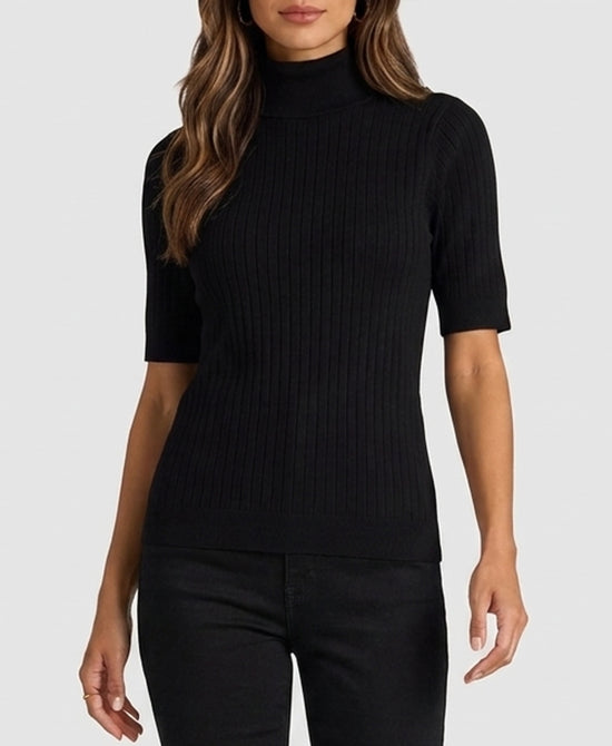 
Ribbed Turtleneck Top in BLACK view 1