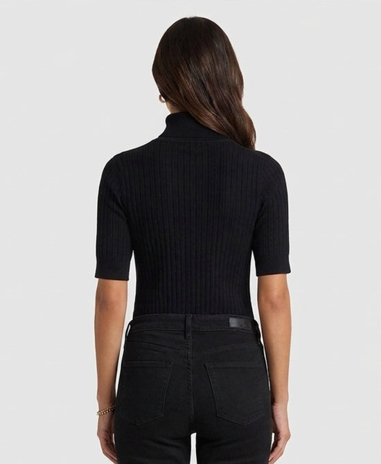 
Ribbed Turtleneck Top in BLACK view 2