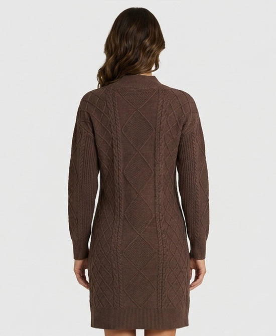 
Knit Cabel Knit Sweater Dress in MOCHA view 2