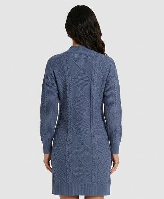 
Knit Cabel Knit Sweater Dress in BLUE view 2