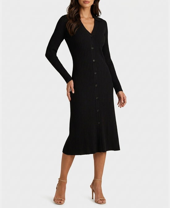 
Knit Midi Sweater Dress in BLACK view 1