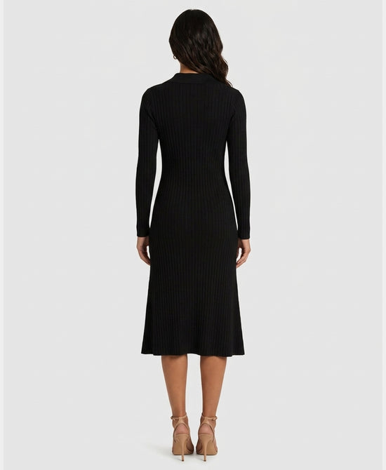 
Knit Midi Sweater Dress in BLACK view 2
