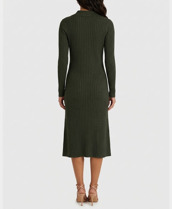 
Knit Midi Sweater Dress in OLIVE view 2
