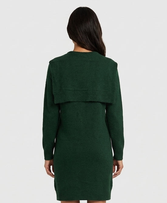 
Knit Sweater Dress in FOREST GREEN view 2