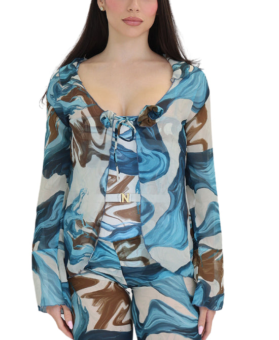 Sheer Marble Print Top view 