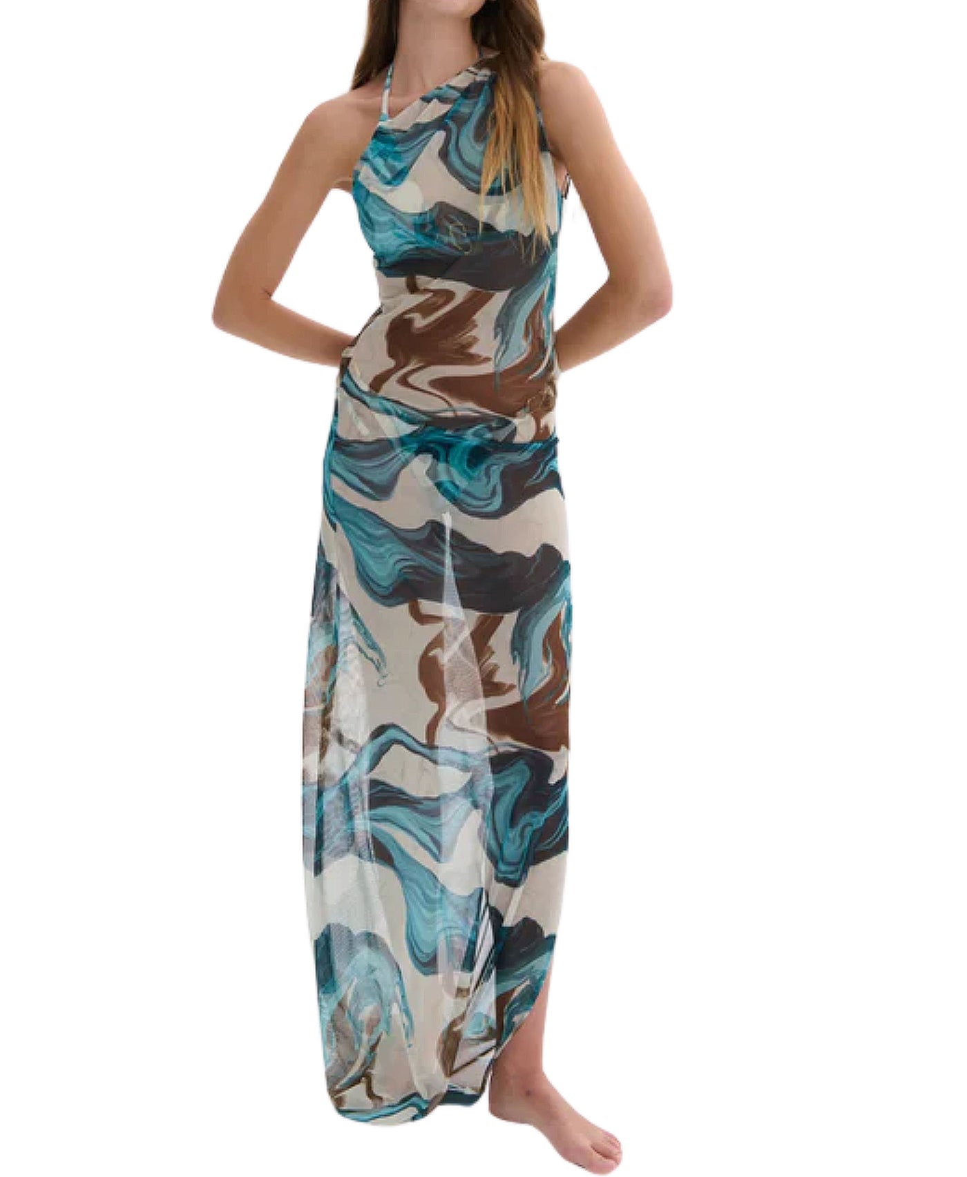 Marble Print Swim Cover-Up Dress view 2