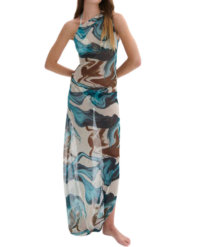 Marble Print Swim Cover-Up Dress image 2