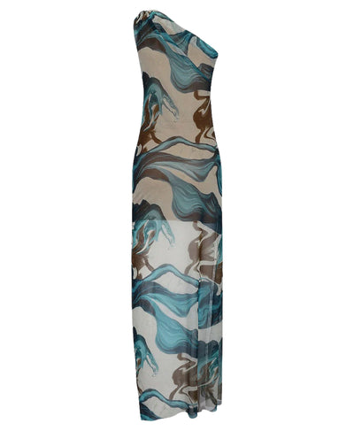 Marble Print Swim Cover-Up Dress image 1