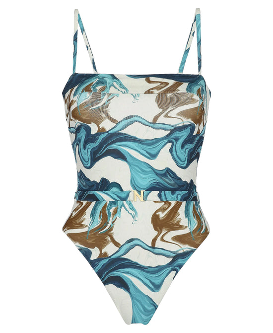 Marble Print One-Piece Swimsuit view 