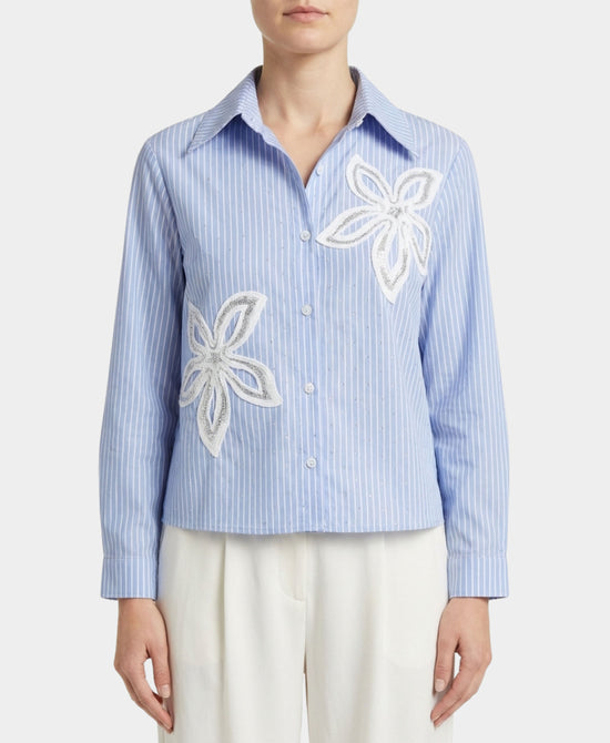 Stripe Blouse w/ Crystals view 