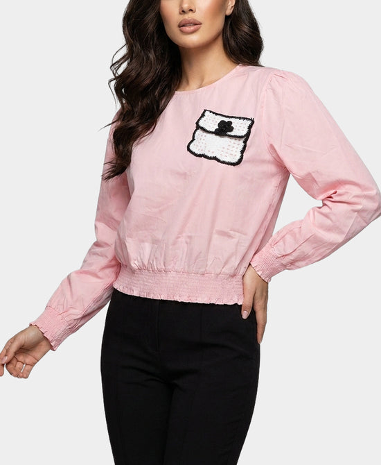 
Top w/ Crochet Pocket Detail in PINK view 1