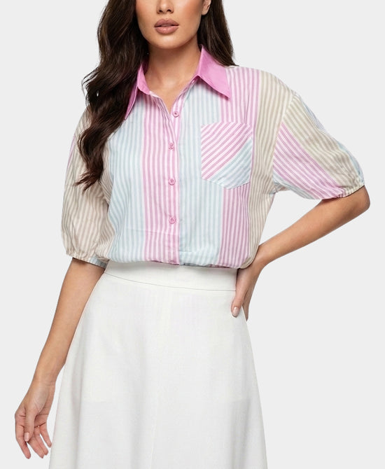 
Stripe Blouse in PASTEL STRIPE view 1