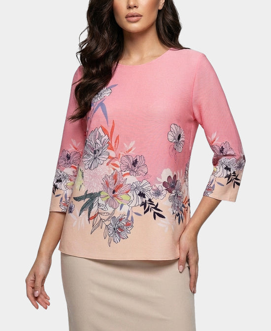 
Floral Print Plisse Blouse in PINK view 1