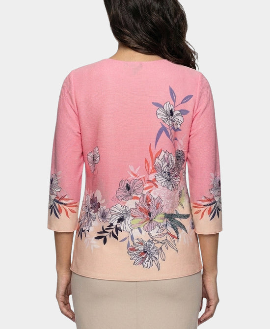 
Floral Print Plisse Blouse in PINK view 2