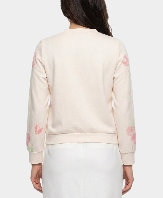 
Floral Print Cardigan w/ Beads in PINK MULTI view 2