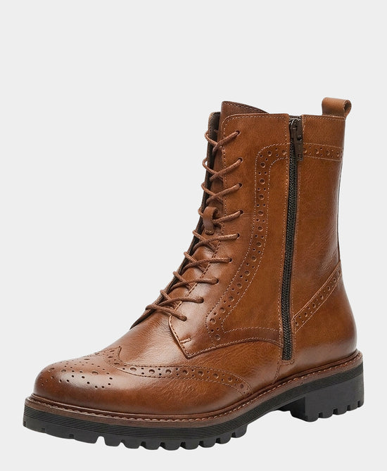 
Leather Oxford Combat Bootie in COGNAC view 2