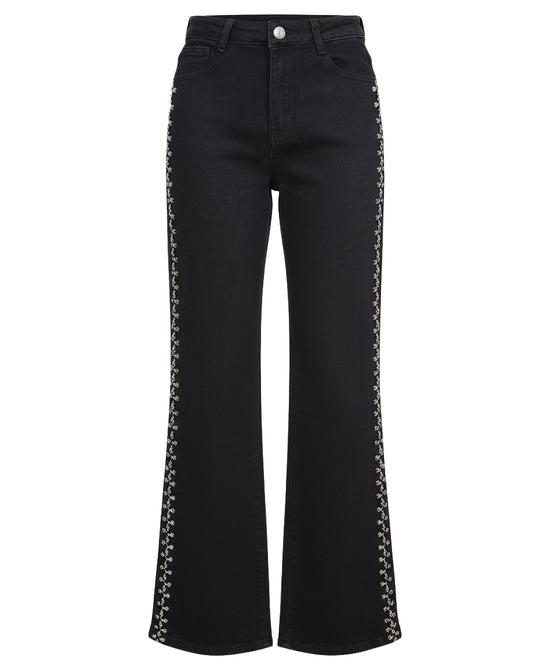 Jeans w/ Jewel & Rhinestone Trim view 
