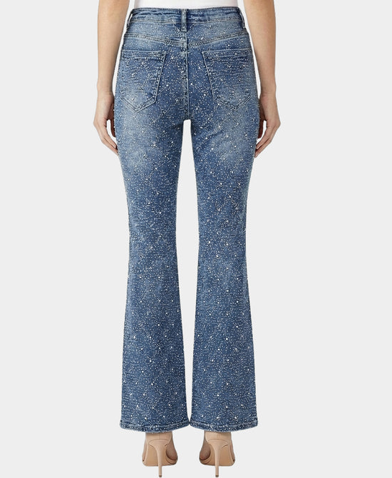 Textured Wide Leg Jeans w/ Rhinestones view 