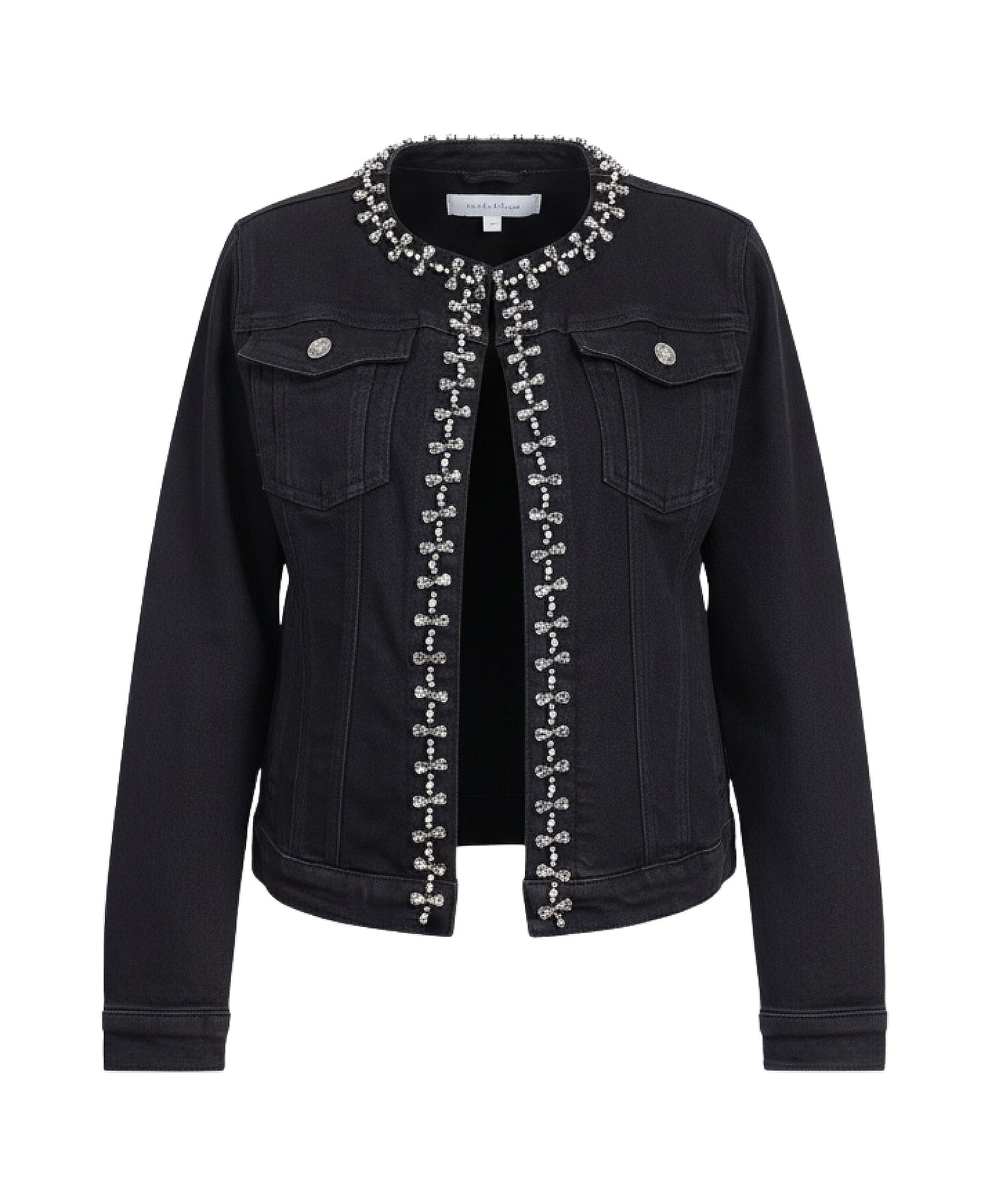 Denim Jacket w/ Jewel & Rhinestone Trim view 1