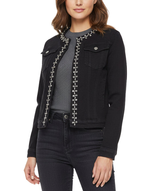 Denim Jacket w/ Jewel & Rhinestone Trim view 