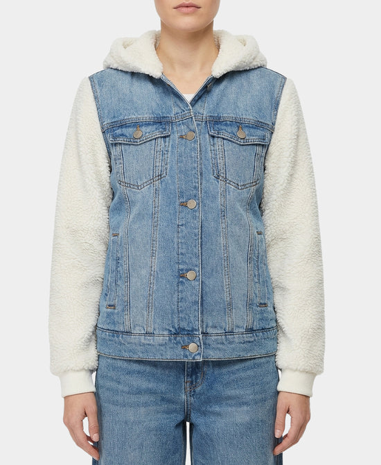 Denim & Sherpa Jacket w/ Hood view 