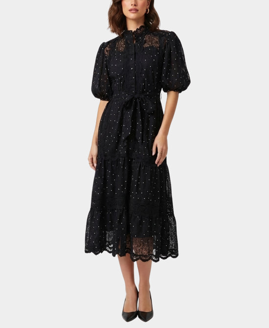 Polka Dot Tiered Lace Dress view 1