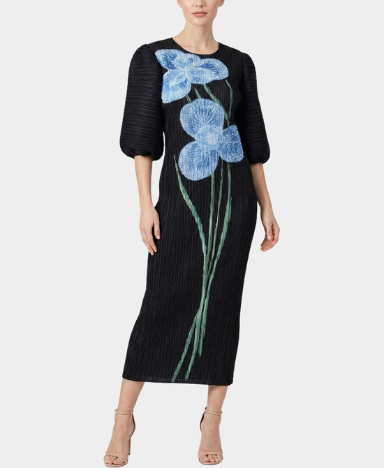 
Plisse Micro Pleat Dress in BLACK MULTI view 1