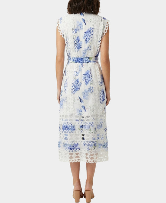 Floral Midi Dress w/ Eyelet Trim view 2
