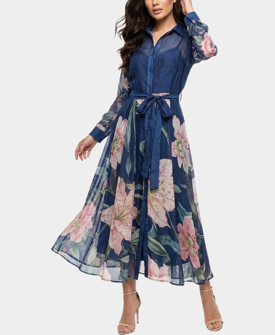 
Print Maxi Dress in NAVY/PINK view 1