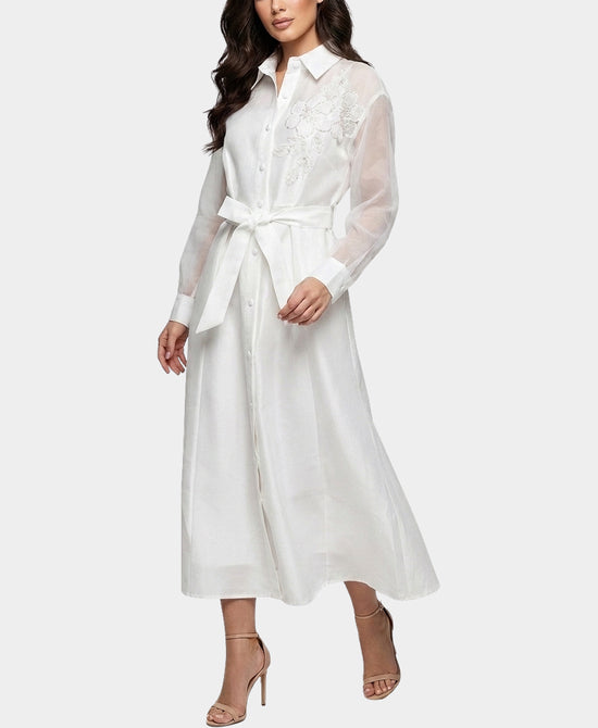
Maxi Dress w/ Flowers & Sequins in WHITE view 1